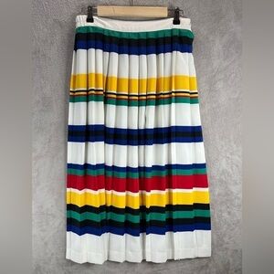 Vintage Pleated Long Skirt 31" Vibrant Colors, White, Blue, Yellow, Red